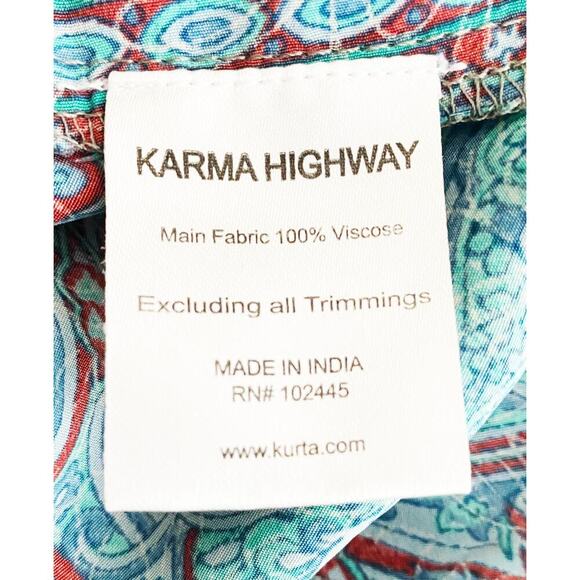 Karma Highway Women's Racerback Romper Turquoise Paisley Smoked Waist Pockets OS - Picture 5 of 6